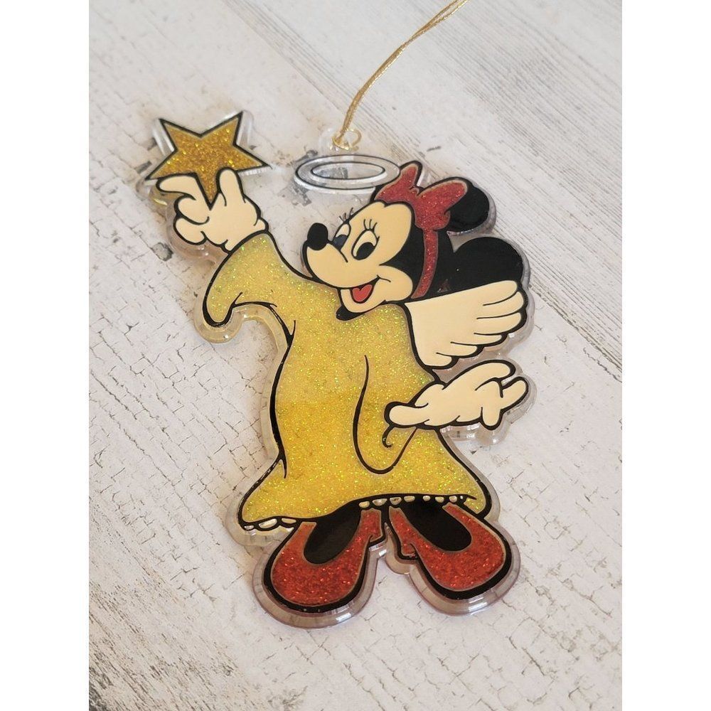 Glitter Minnie Mouse star tree ornament Xmas Halo Disney